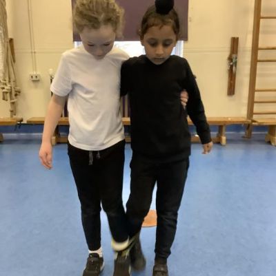 In PE, we worked with our partner to complete a limb race. This was great FUN!