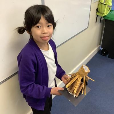 In our design and technology work, we looked at houses from the Iron Age and the children made their own versions.