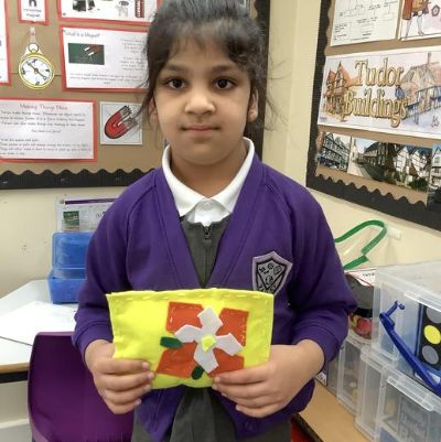In year 3, we have been designing and making a Tudor embroidery piece.