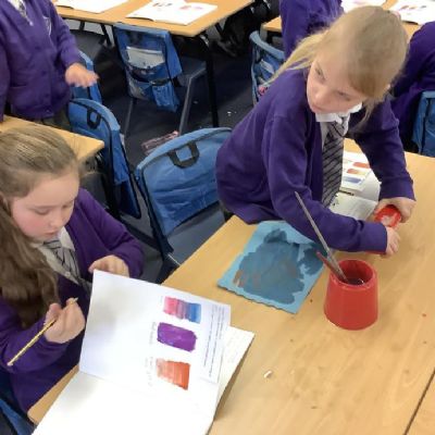 In their Art lesson, the children were investigating three types of watercolour washes –