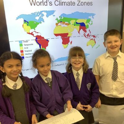 In geography, the children worked collaboratively to find out about different climates zones of the world.