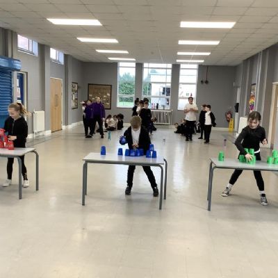 Healthy competition was the name of the game as the children took part in a speed stacking relay event.