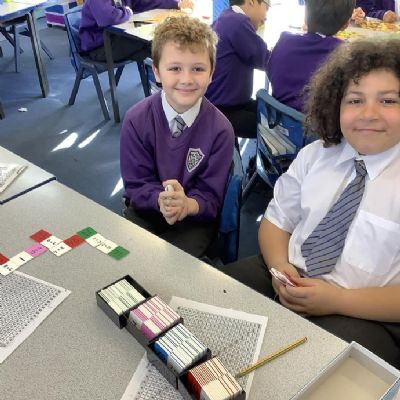 Year 5 enjoyed Number Day, where they used practical resources to carry out an investigation.